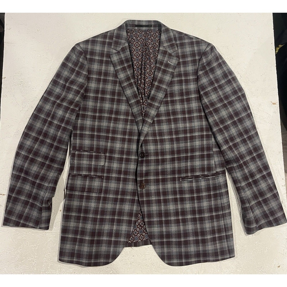 Bespoke Apparel Wool Plaid Blazer Sport Coat Mens Size See‎ Measurements